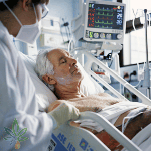 un vieil homme à l'hôpital après une intervention chirurgicale due à une maladie cardiovasculaire